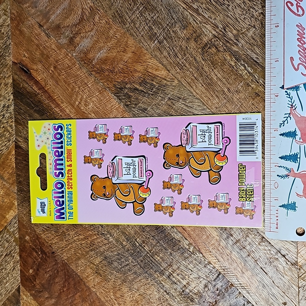Vintage Mello Smellos scratch & smell baby powder stickers